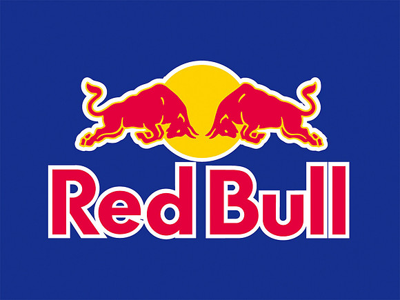 Red bull logo on a blue background